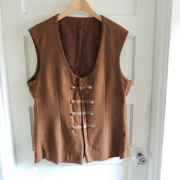 Men's Brown Wool Renaissance Poet Pirate Artisan Lord Waistcoat M/L - Picture 1 of 8